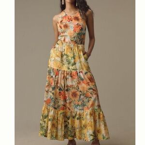 Anthropologie Pilcro halter tiered maxi dress